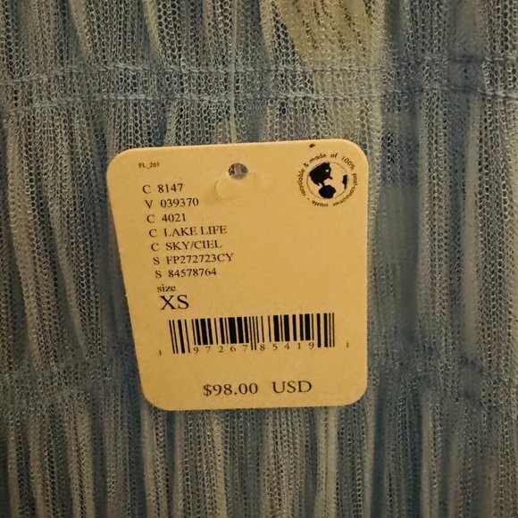 FREE PEOPLE SMOCK ABOUT IT SLIP DRESS BLUE XS NWT - Picture 6 of 6